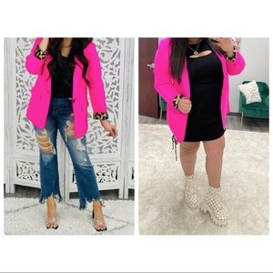 NWT Jodifl Hot pink lined with leopard Blazer 2X